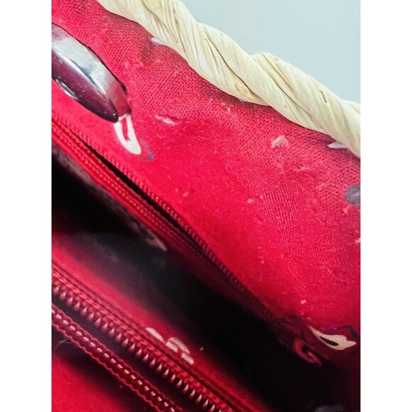 Cappelli Straworld Shoulder Bag Snap Closure Red Lined Zip Pocket - Picture 10 of 11